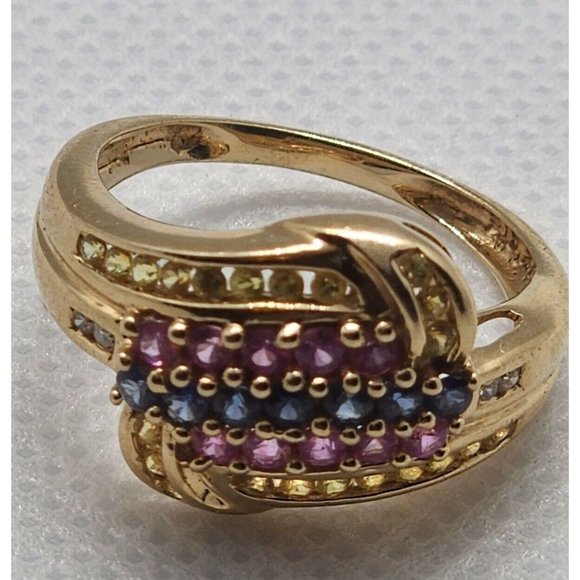 14K YELLOW GOLD TOURMALINE & DIAMOND RING SIZE 5.5 - Picture 2 of 8